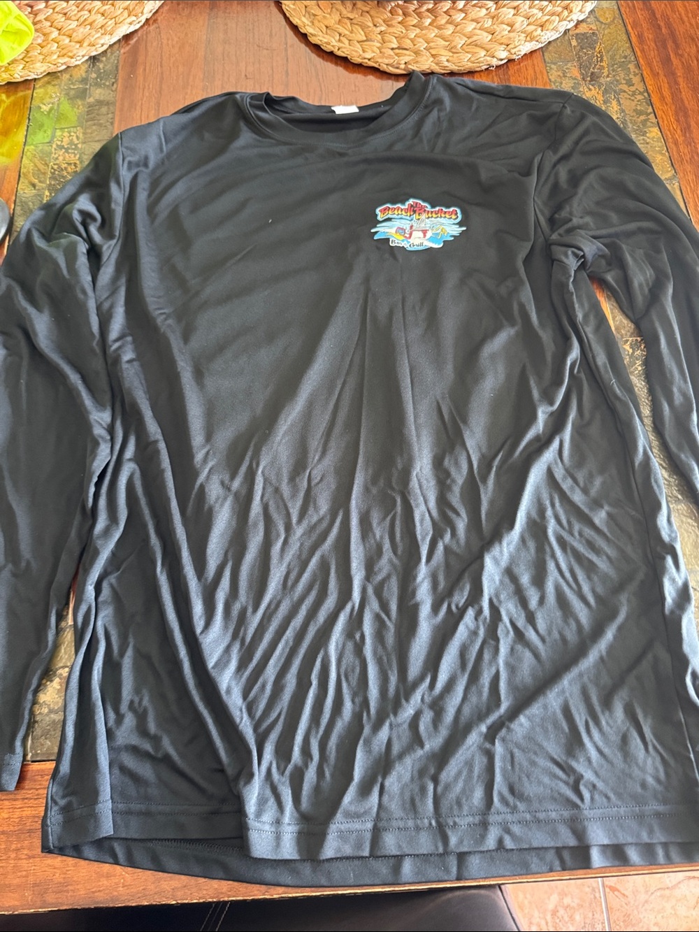 Men's Black Long-Sleeve Performance Tee with Chest Logo